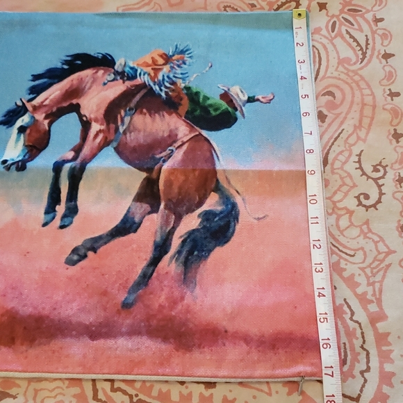 Cowboy Pillow Cover. Horse Pillow. Bronc Rider - Picture 9 of 10